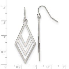 SRE1613 Chisel Stainless Steel Polished Diamond-shaped Dangle Shepherd Hook Earrings