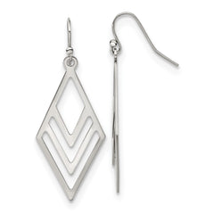 SRE1613 Chisel Stainless Steel Polished Diamond-shaped Dangle Shepherd Hook Earrings