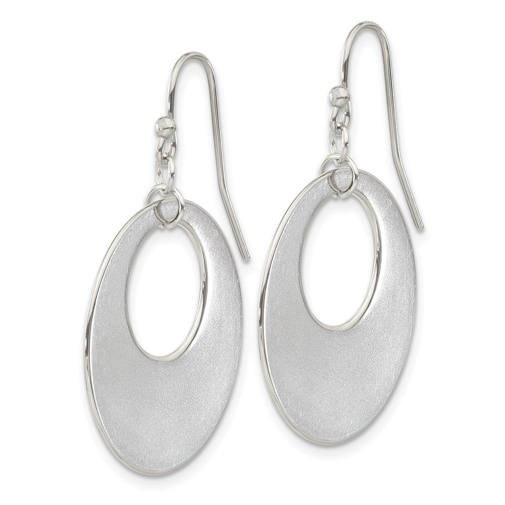 SRE1614 Chisel Stainless Steel Polished Circles Dangle Shepherd Hook Earrings