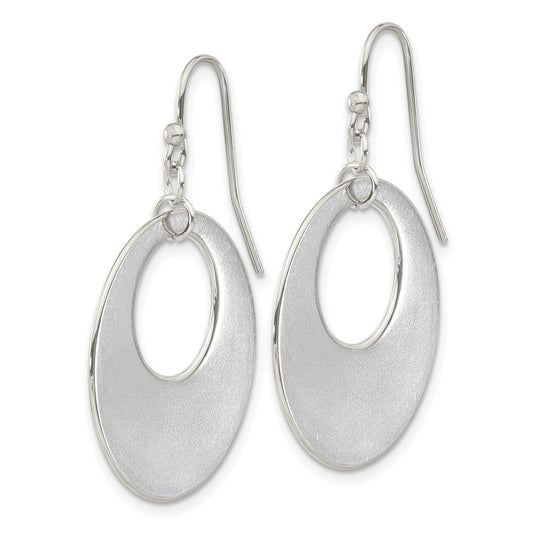 SRE1614 Chisel Stainless Steel Polished Circles Dangle Shepherd Hook Earrings