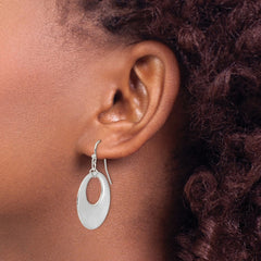 SRE1614 Chisel Stainless Steel Polished Circles Dangle Shepherd Hook Earrings