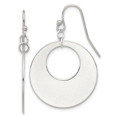 SRE1614 Chisel Stainless Steel Polished Circles Dangle Shepherd Hook Earrings