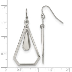 SRE1615 Chisel Stainless Steel Polished Dangle Shepherd Hook Earrings