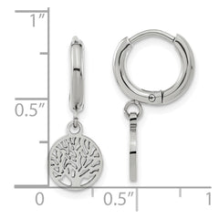 SRE1618 Chisel Stainless Steel Polished Tree Dangle Hoop Earring