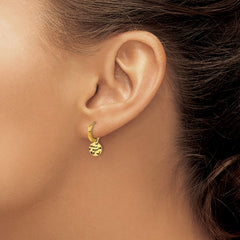 SRE1621 Chisel Stainless Steel Polished Hammered Yellow IP-plated Circle Dangle Hoop Earrings