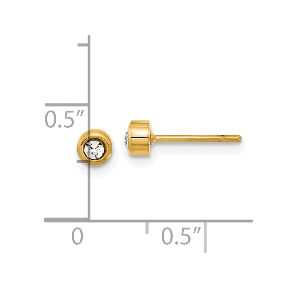 SRE1630Y Chisel Stainless Steel Polished Yellow IP-plated Crystal Earrings