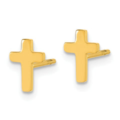 SRE1631Y Chisel Stainless Steel Polished Yellow IP-plated Cross Earrings