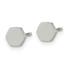 SRE1632 Chisel Stainless Steel Polished Hexagon Post Earrings