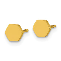 SRE1632Y Chisel Stainless Steel Polished Yellow IP-plated Hexagon Post Earrings