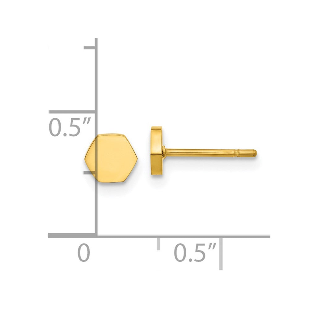SRE1632Y Chisel Stainless Steel Polished Yellow IP-plated Hexagon Post Earrings
