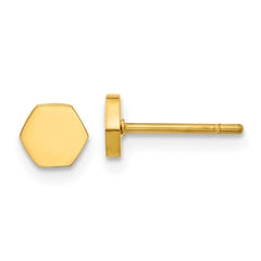 SRE1632Y Chisel Stainless Steel Polished Yellow IP-plated Hexagon Post Earrings