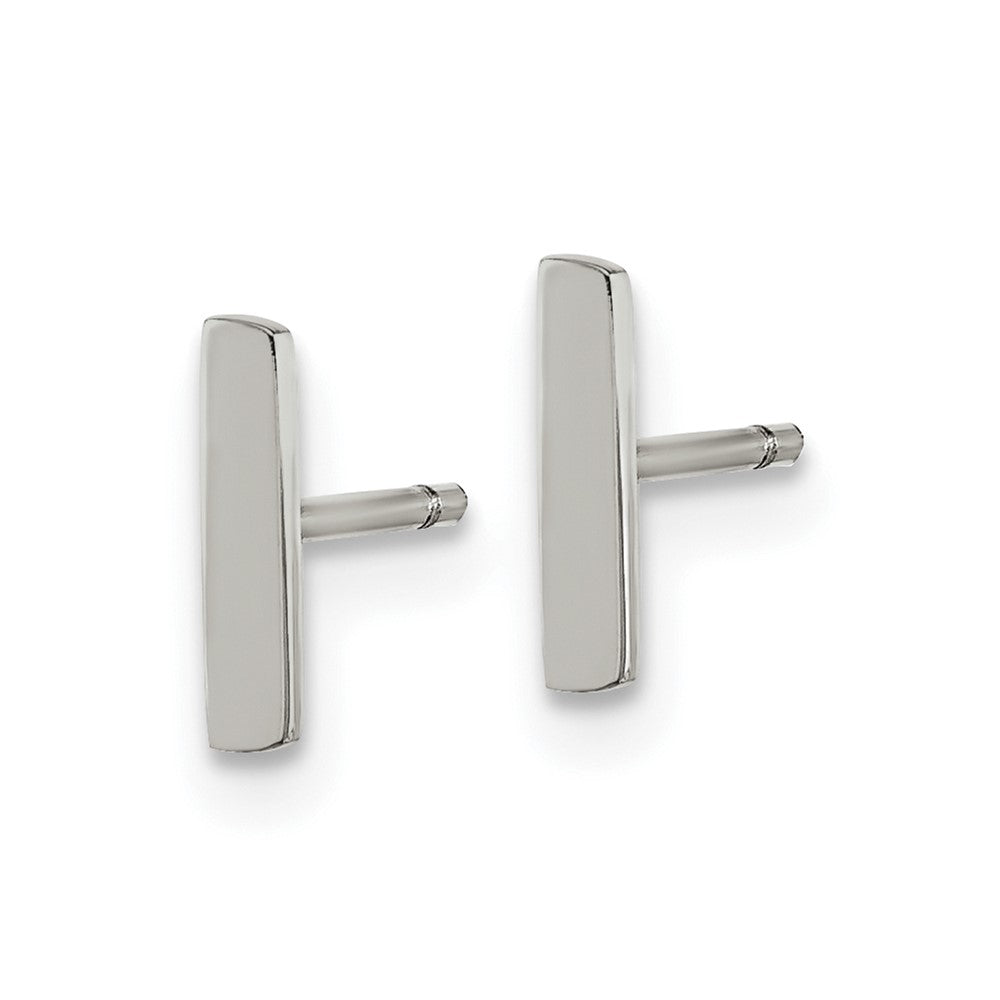 SRE1633 Chisel Stainless Steel Polished Vertical Bar Earrings