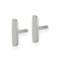 SRE1633 Chisel Stainless Steel Polished Vertical Bar Earrings