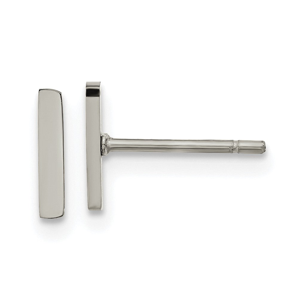 SRE1633 Chisel Stainless Steel Polished Vertical Bar Earrings