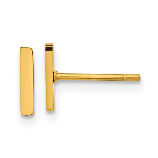 SRE1633Y Chisel Stainless Steel Polished Yellow IP-plated Vertical Bar Earrings