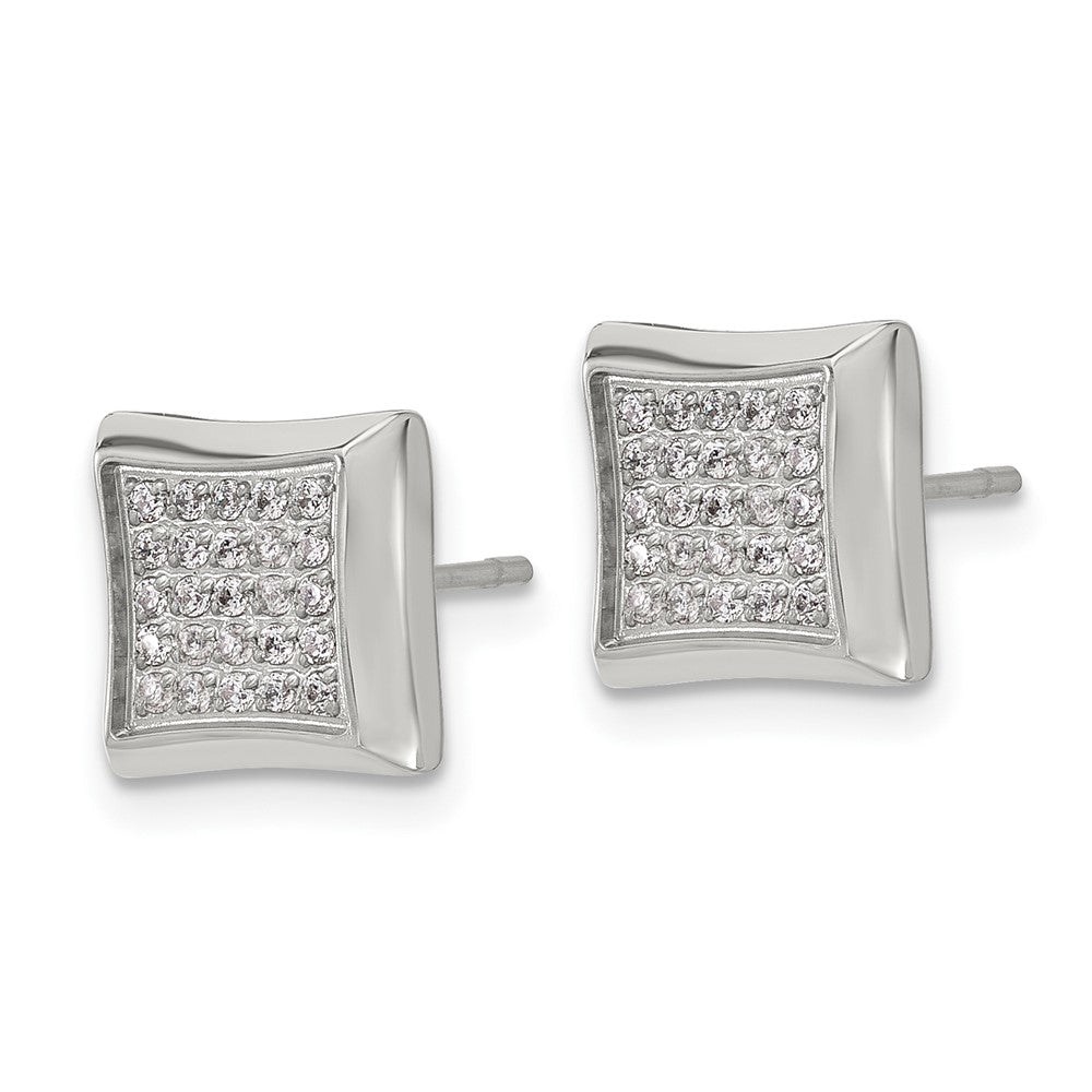 SRE1635 Chisel Stainless Steel Polished 50 CZ Stud Earrings