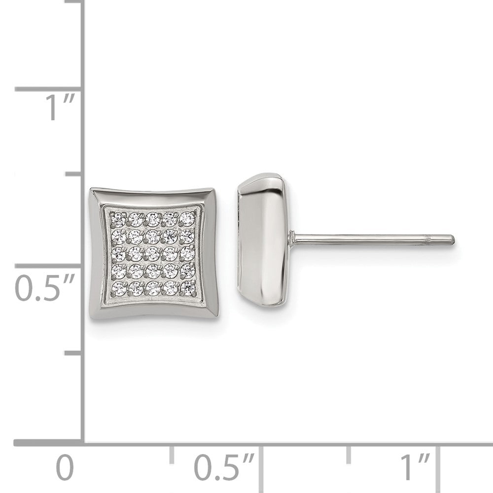 SRE1635 Chisel Stainless Steel Polished 50 CZ Stud Earrings