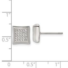 SRE1635 Chisel Stainless Steel Polished 50 CZ Stud Earrings