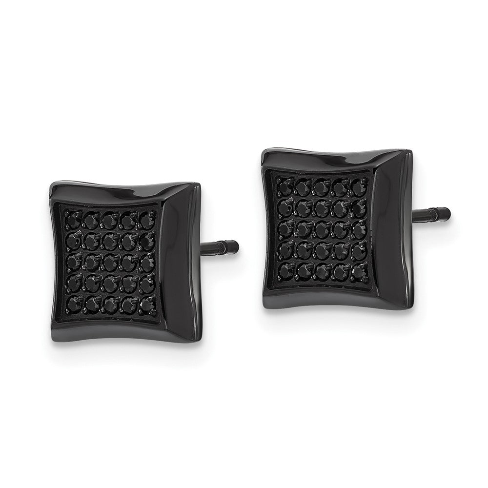 SRE1636 Chisel Stainless Steel Polished Black IP-plated Black 50 CZ Stud Earrings