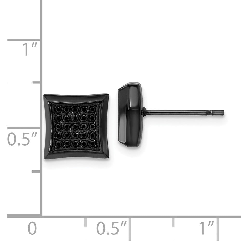 SRE1636 Chisel Stainless Steel Polished Black IP-plated Black 50 CZ Stud Earrings