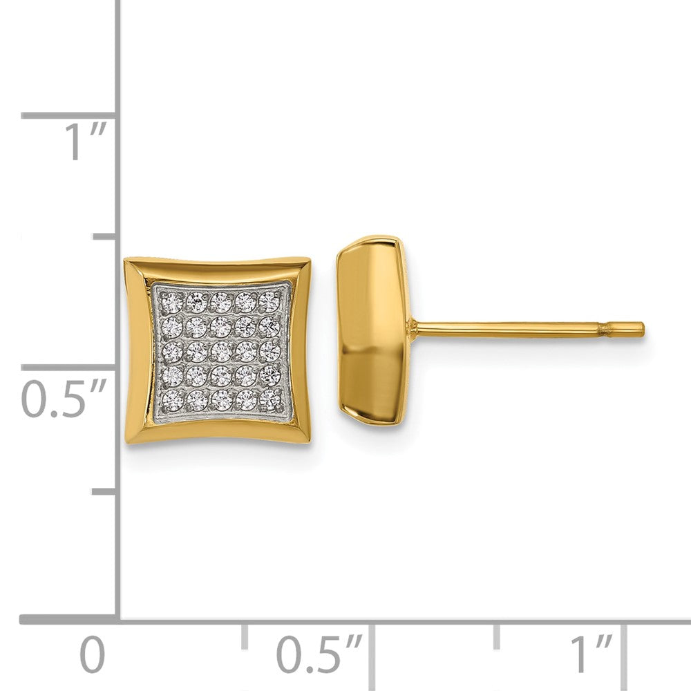 SRE1637 Chisel Stainless Steel Polished Yellow IP-plated 50 CZ Stud Earrings