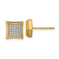 SRE1637 Chisel Stainless Steel Polished Yellow IP-plated 50 CZ Stud Earrings