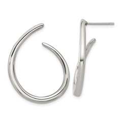 SRE1641 Chisel Stainless Steel Polished Curled Post Hoop Earrings