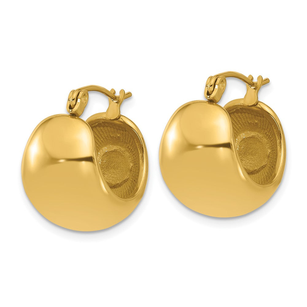 SRE1643 Chisel Stainless Steel Polished Yellow IP-plated Round Hoop Earrings