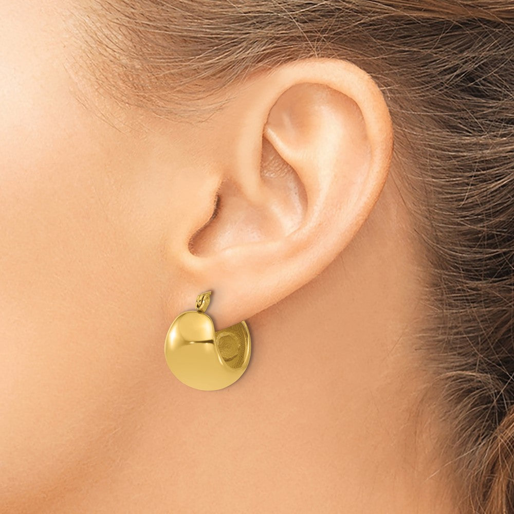 SRE1643 Chisel Stainless Steel Polished Yellow IP-plated Round Hoop Earrings