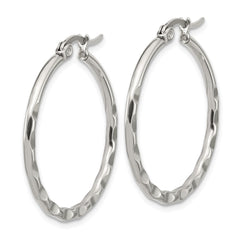 SRE1681 Chisel Stainless Steel Polished Wavy Hoop Earrings