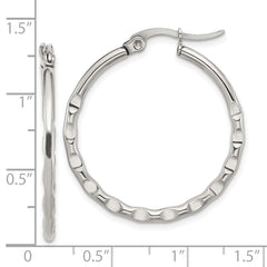 SRE1681 Chisel Stainless Steel Polished Wavy Hoop Earrings