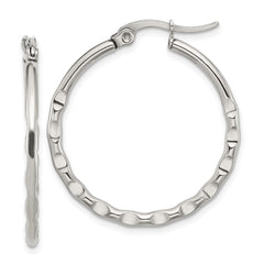 SRE1681 Chisel Stainless Steel Polished Wavy Hoop Earrings