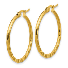 SRE1682 Chisel Stainless Steel Polished Yellow IP-plated Wavy Hoop Earrings