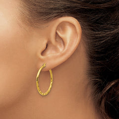 SRE1682 Chisel Stainless Steel Polished Yellow IP-plated Wavy Hoop Earrings