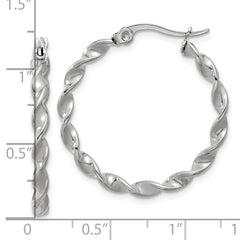SRE1685 Chisel Stainless Steel Polished Twisted Hoop Earrings