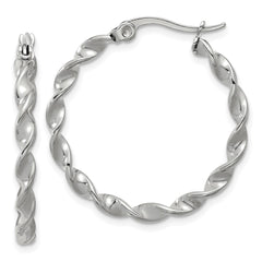 SRE1685 Chisel Stainless Steel Polished Twisted Hoop Earrings