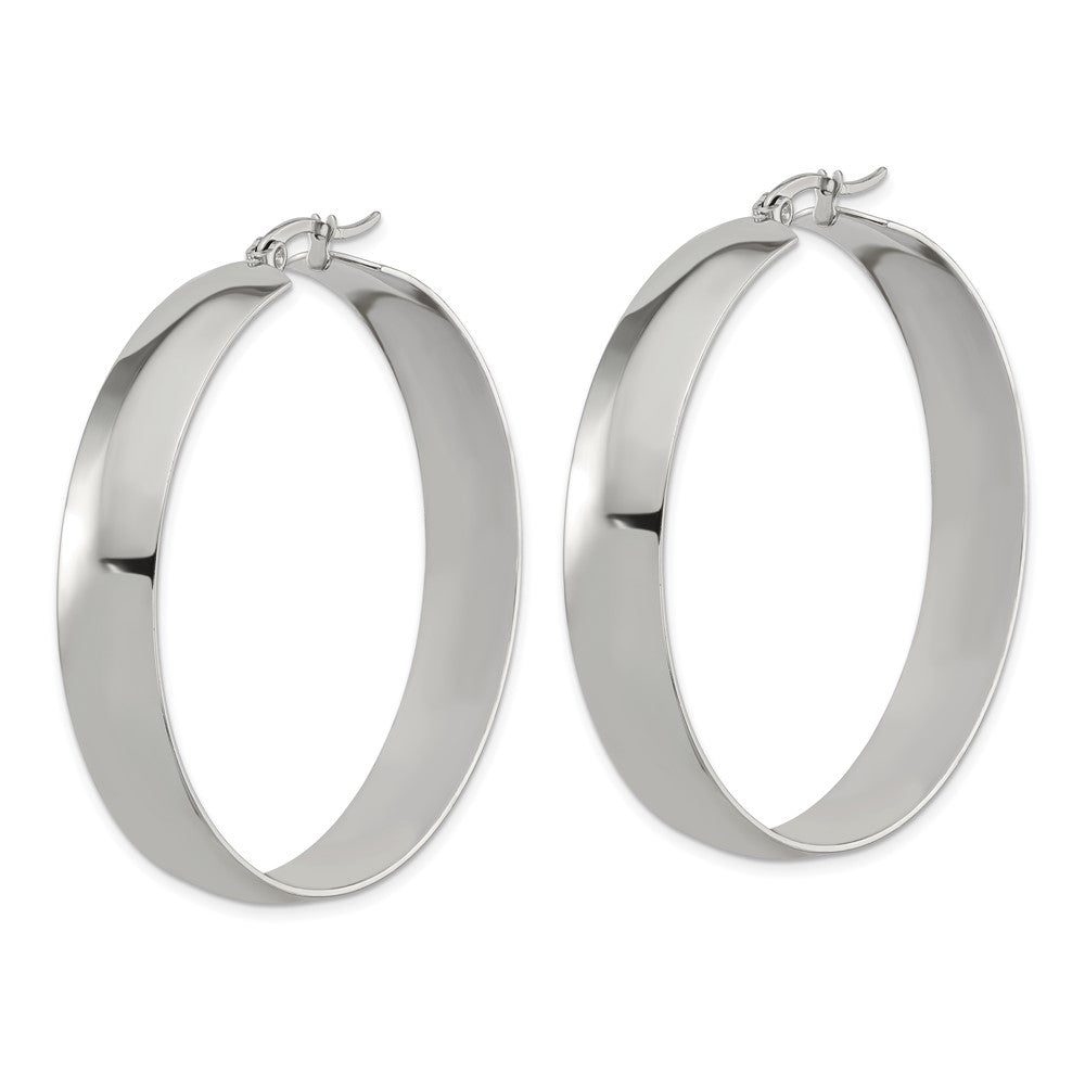 SRE1689 Chisel Stainless Steel Polished 9mm Hoop Earrings