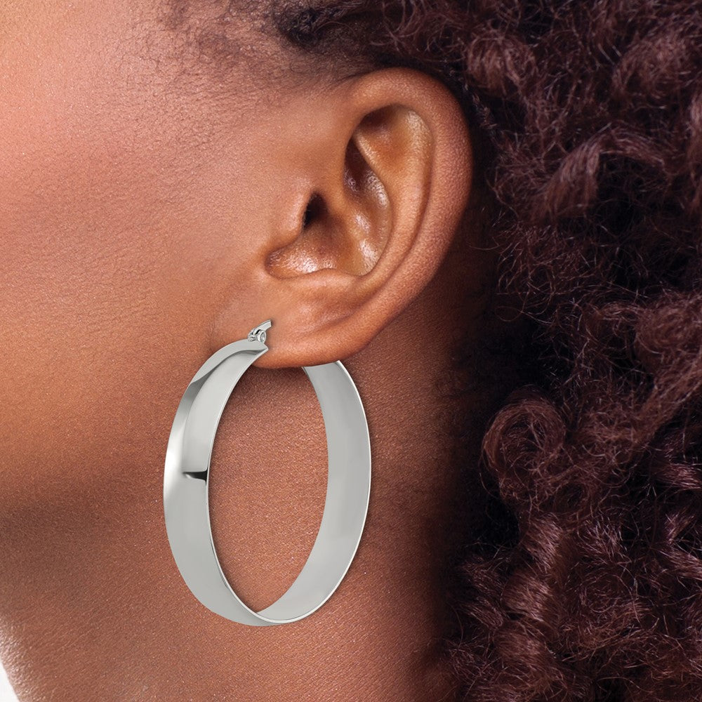 SRE1689 Chisel Stainless Steel Polished 9mm Hoop Earrings