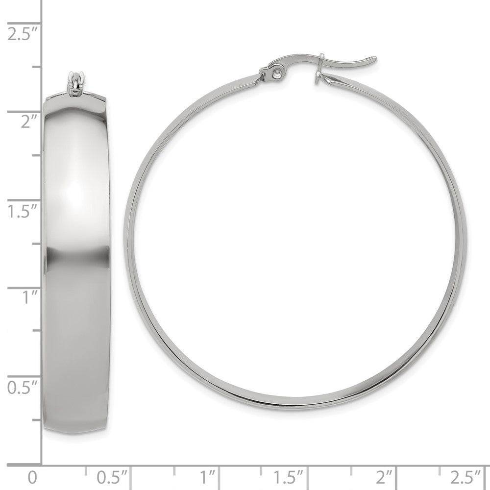 SRE1689 Chisel Stainless Steel Polished 9mm Hoop Earrings
