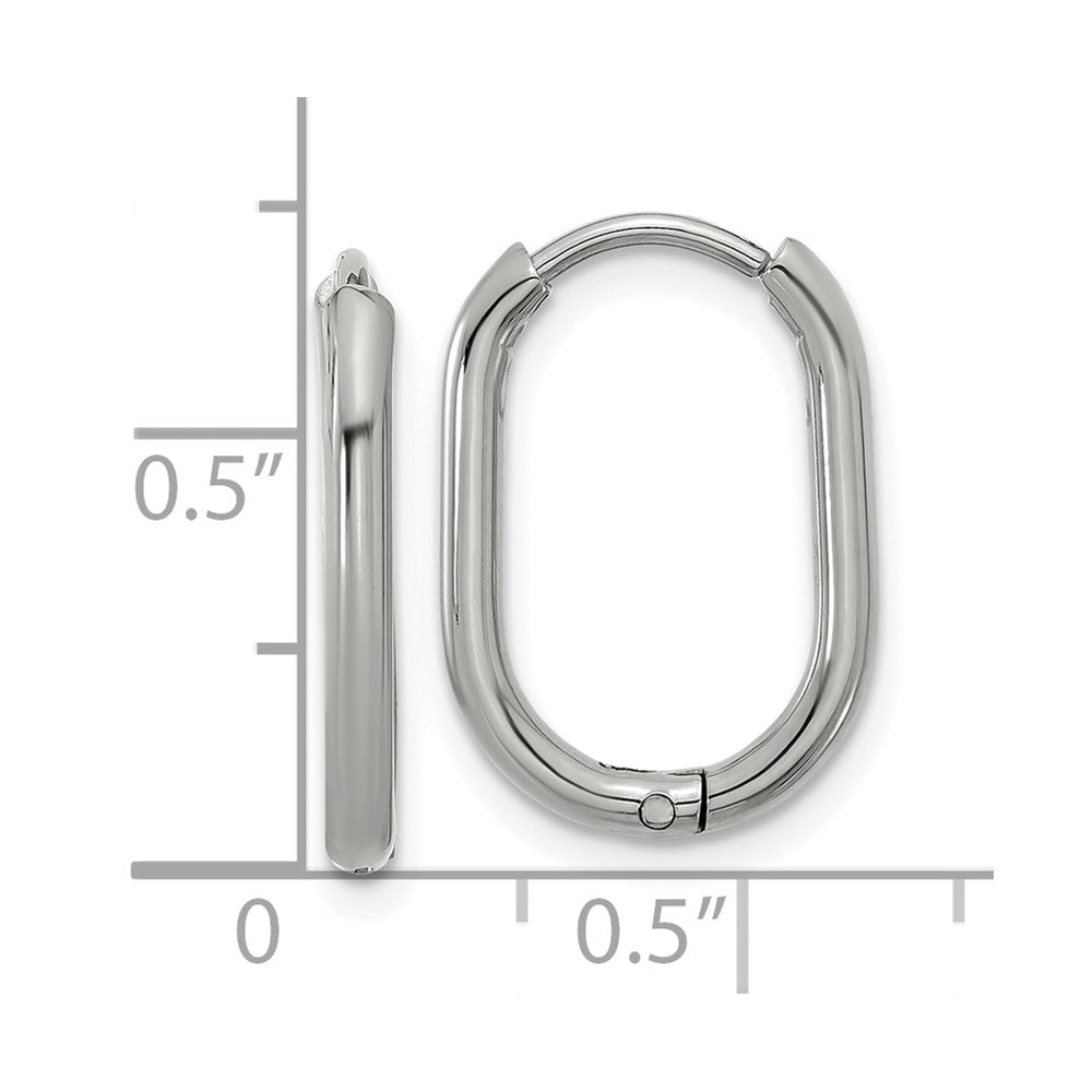 SRE1717 Chisel Stainless Steel Polished Elongated 2mm Hinged Hoop Earrings