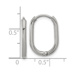 SRE1717 Chisel Stainless Steel Polished Elongated 2mm Hinged Hoop Earrings