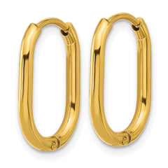 SRE1718 Chisel Stainless Steel Polished Yellow IP-plated Elongated 2mm Hinged Hoop Earrings