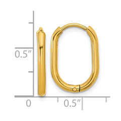 SRE1718 Chisel Stainless Steel Polished Yellow IP-plated Elongated 2mm Hinged Hoop Earrings