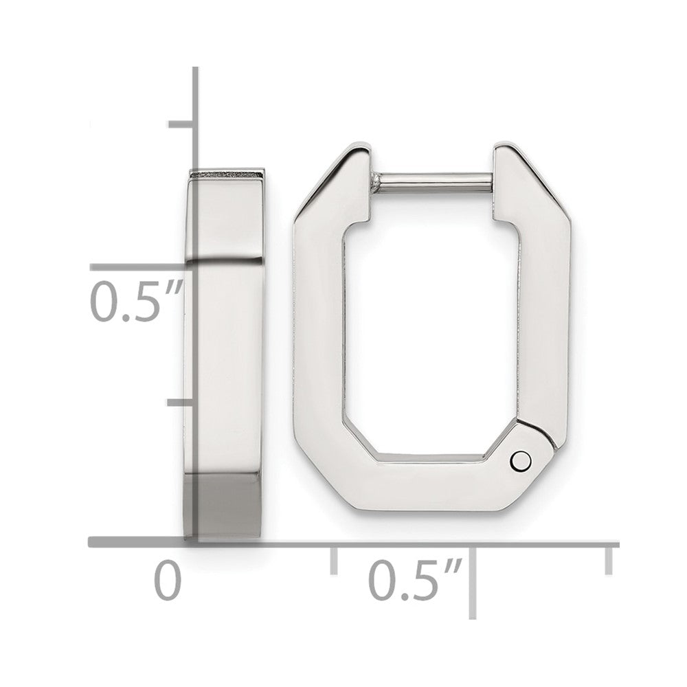 SRE1723 Chisel Stainless Steel Polished Squared Edges 4mm Hinged Hoop Earrings
