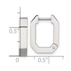 SRE1723 Chisel Stainless Steel Polished Squared Edges 4mm Hinged Hoop Earrings
