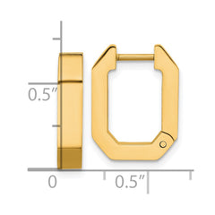 SRE1724 Chisel Stainless Steel Polished Yellow IP-plated Squared Edges 4mm Hinged Hoop Earrings