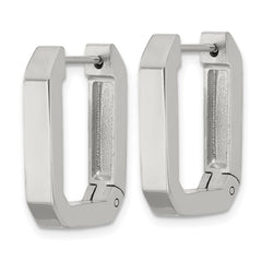 SRE1726 Chisel Stainless Steel Polished Squared Edges 4mm Hinged Hoop Earrings