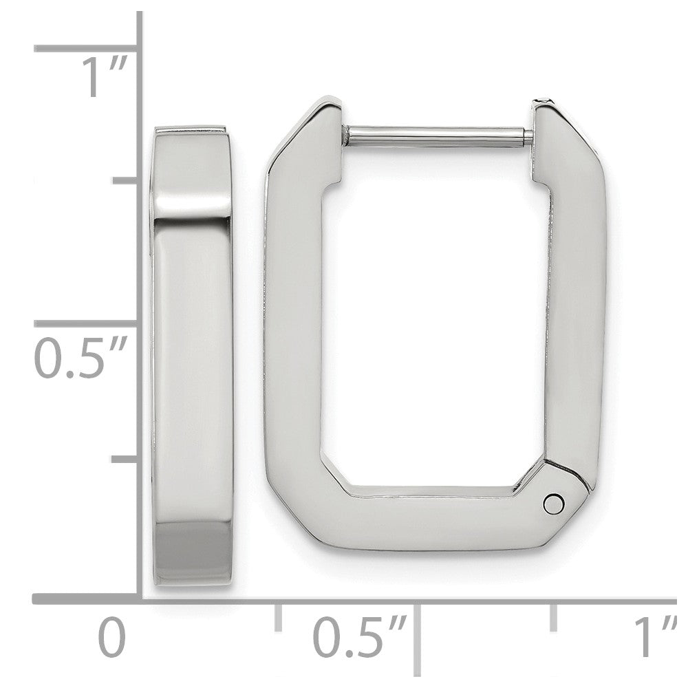 SRE1726 Chisel Stainless Steel Polished Squared Edges 4mm Hinged Hoop Earrings
