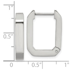 SRE1726 Chisel Stainless Steel Polished Squared Edges 4mm Hinged Hoop Earrings