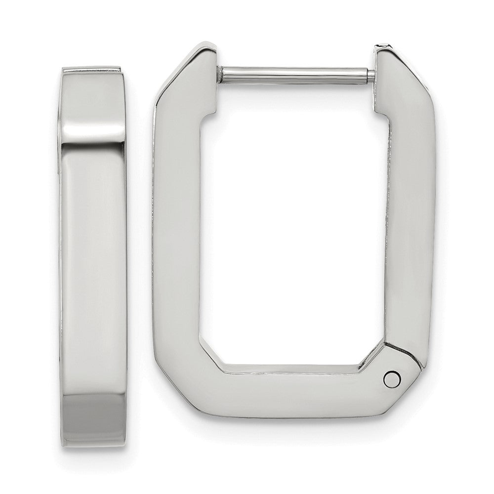 SRE1726 Chisel Stainless Steel Polished Squared Edges 4mm Hinged Hoop Earrings